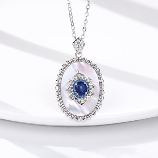 Sapphire Diamond Pendant Necklace | 925 | Elvarina