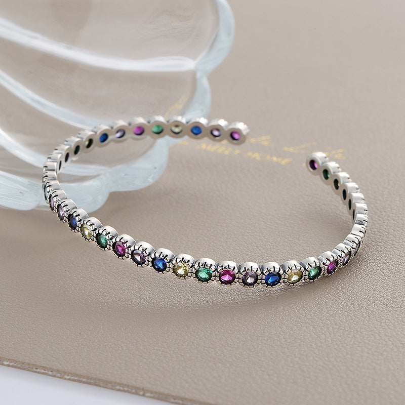 Colorful Zircon Graffiti Bracelet in S925 Silver