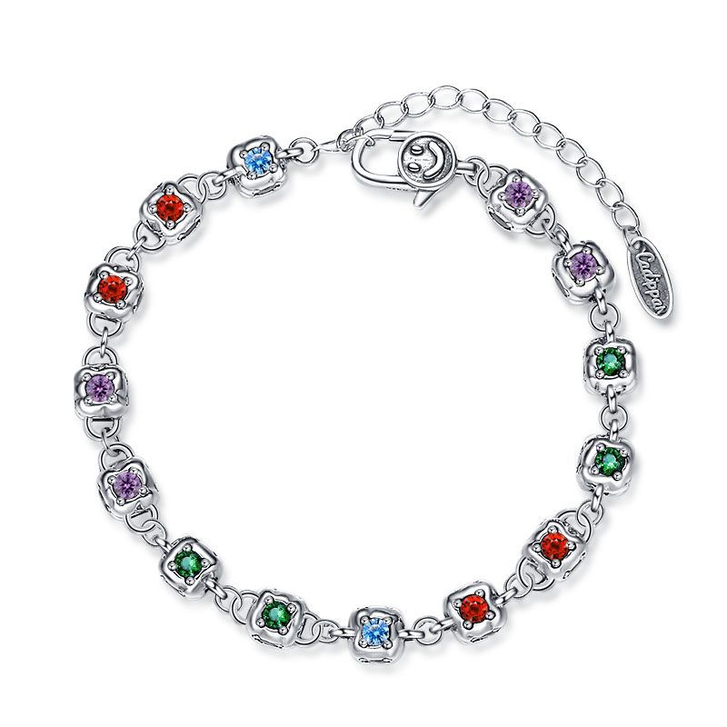 Rainbow Zirconium Dice Bracelet in S925 Silver
