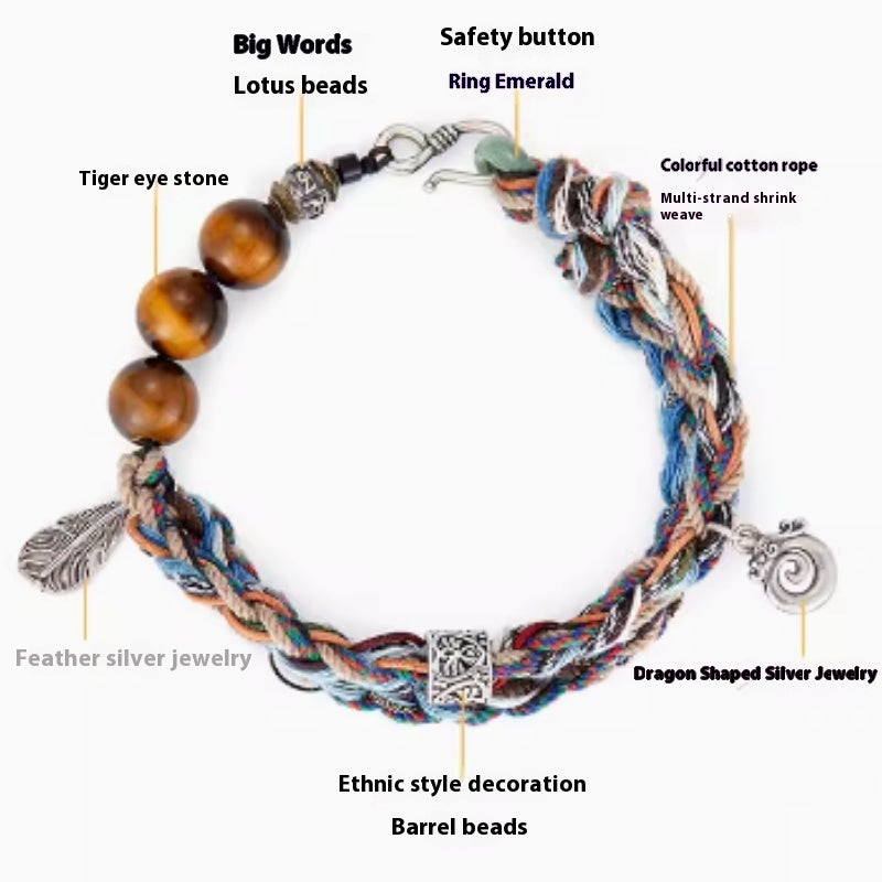 925 Silver Handwoven Transport Beads Bracelet | Elvarina