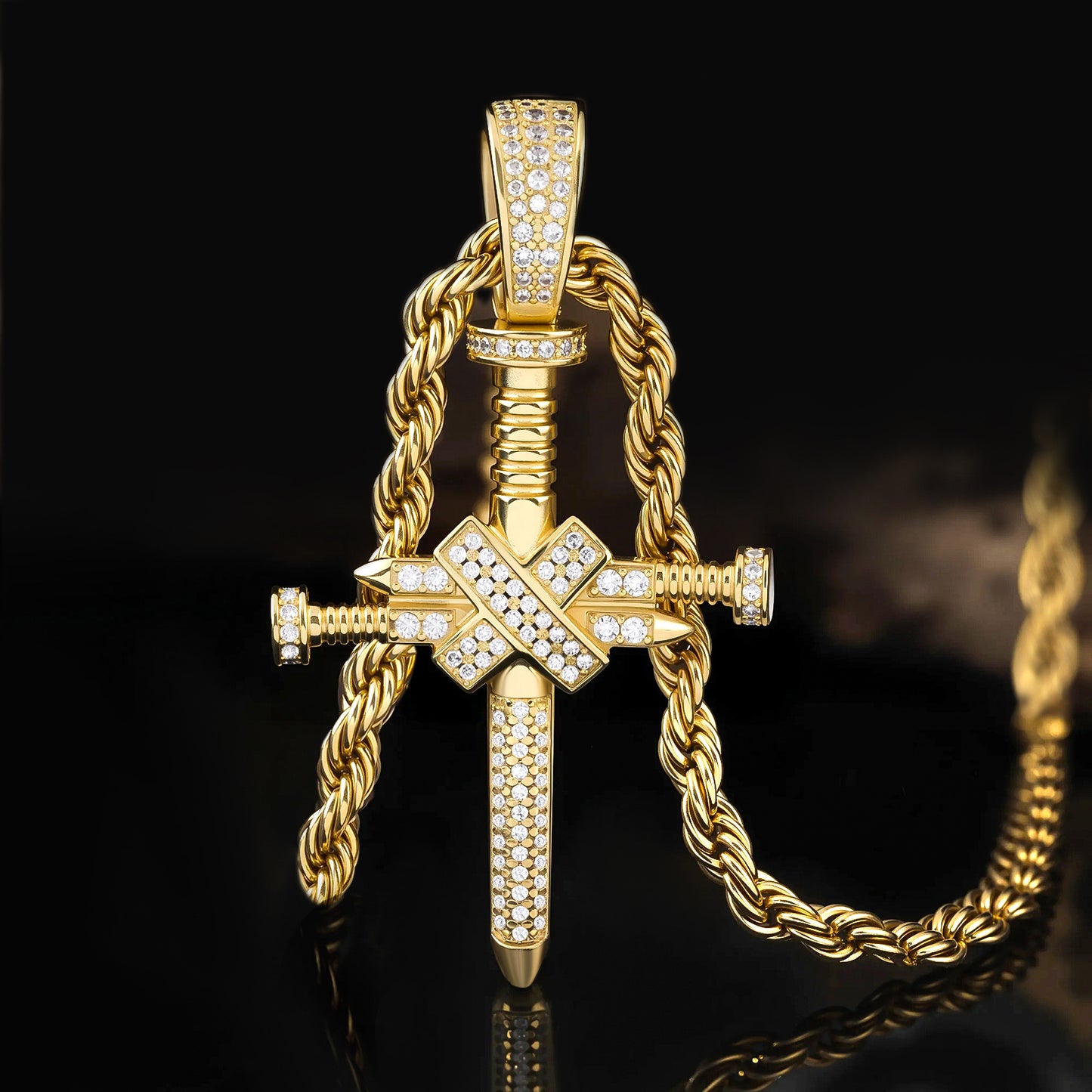 Full Zircon Nail Cross Necklace – Punk | Elvarina