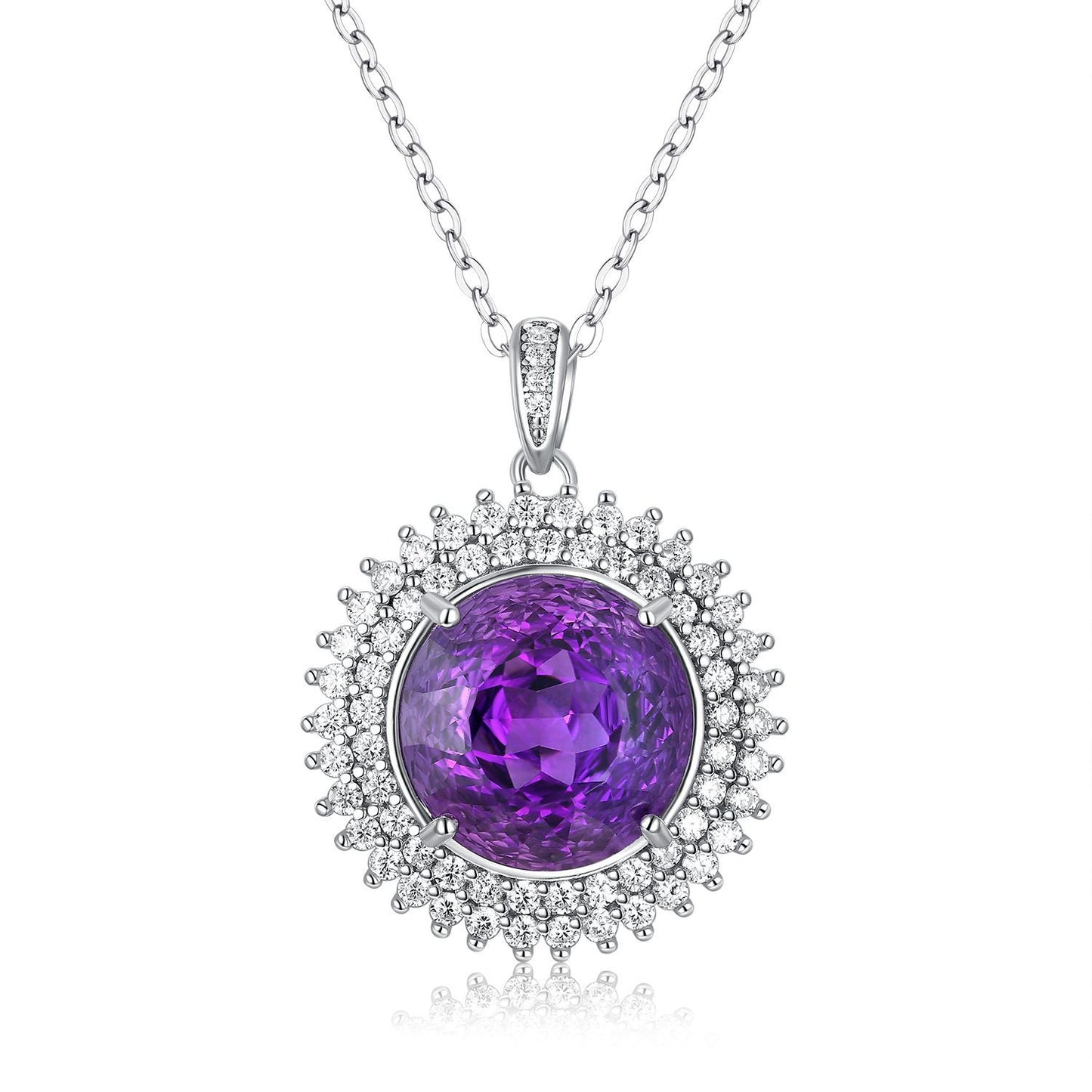 Amethyst Bird's Nest Pendant Necklace in S925 Silver