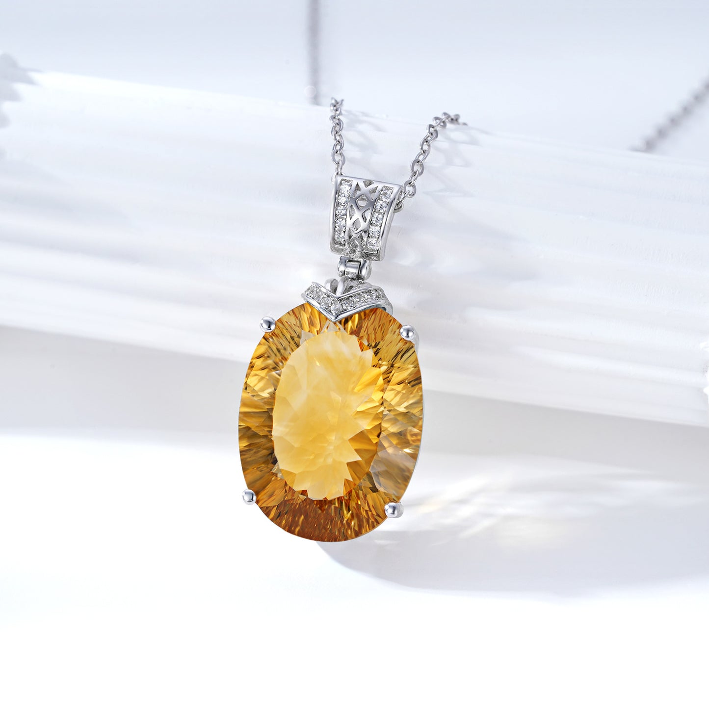 Natural Topaz Pendant Necklace | 925 Silver | Elvarina