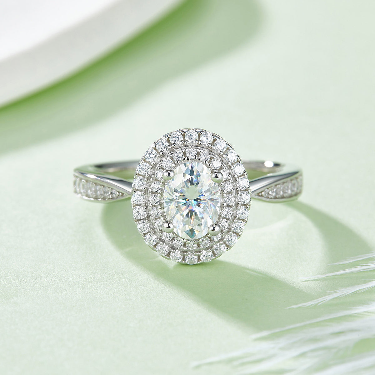 Oval Moissanite Ring | S925 Silver & Platinum | Elvarina