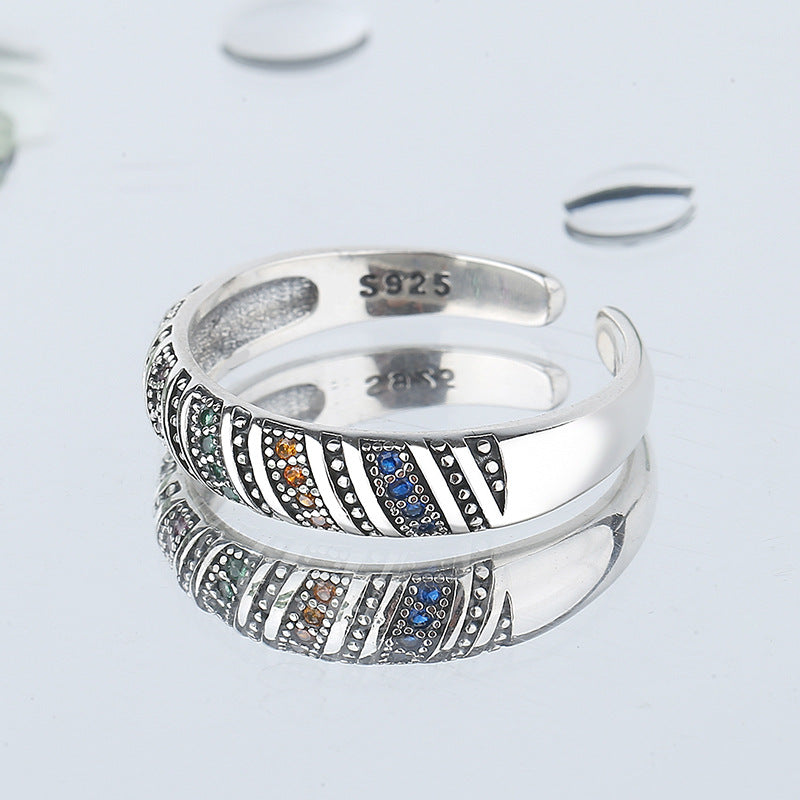 Color Diamond Thread Ring in S925 Sterling Silver | Elvarina