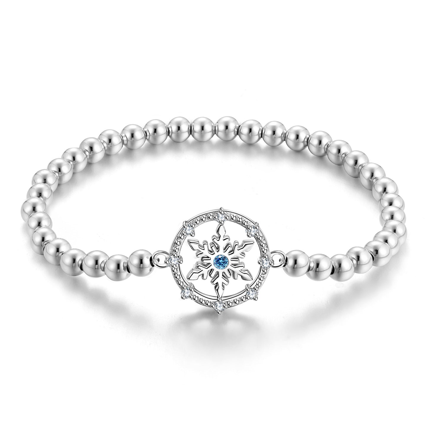 Snow Flower Bead Bracelet in S925 Silver