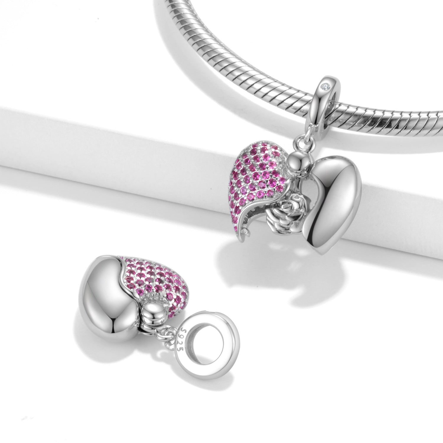 Red Rose Love Lock Beads Bracelet in 925 Sterling Silver | Elvarina