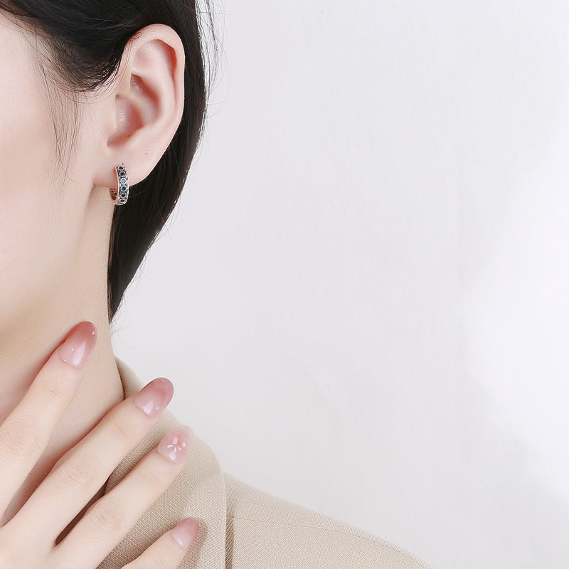 Woven Zircon Stud Earrings | S925 Sterling Silver | Elvarina