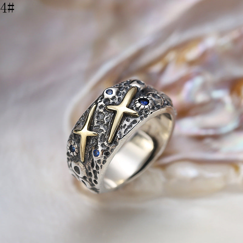 925 Silver Retro Starry Ring for Men | Elvarina