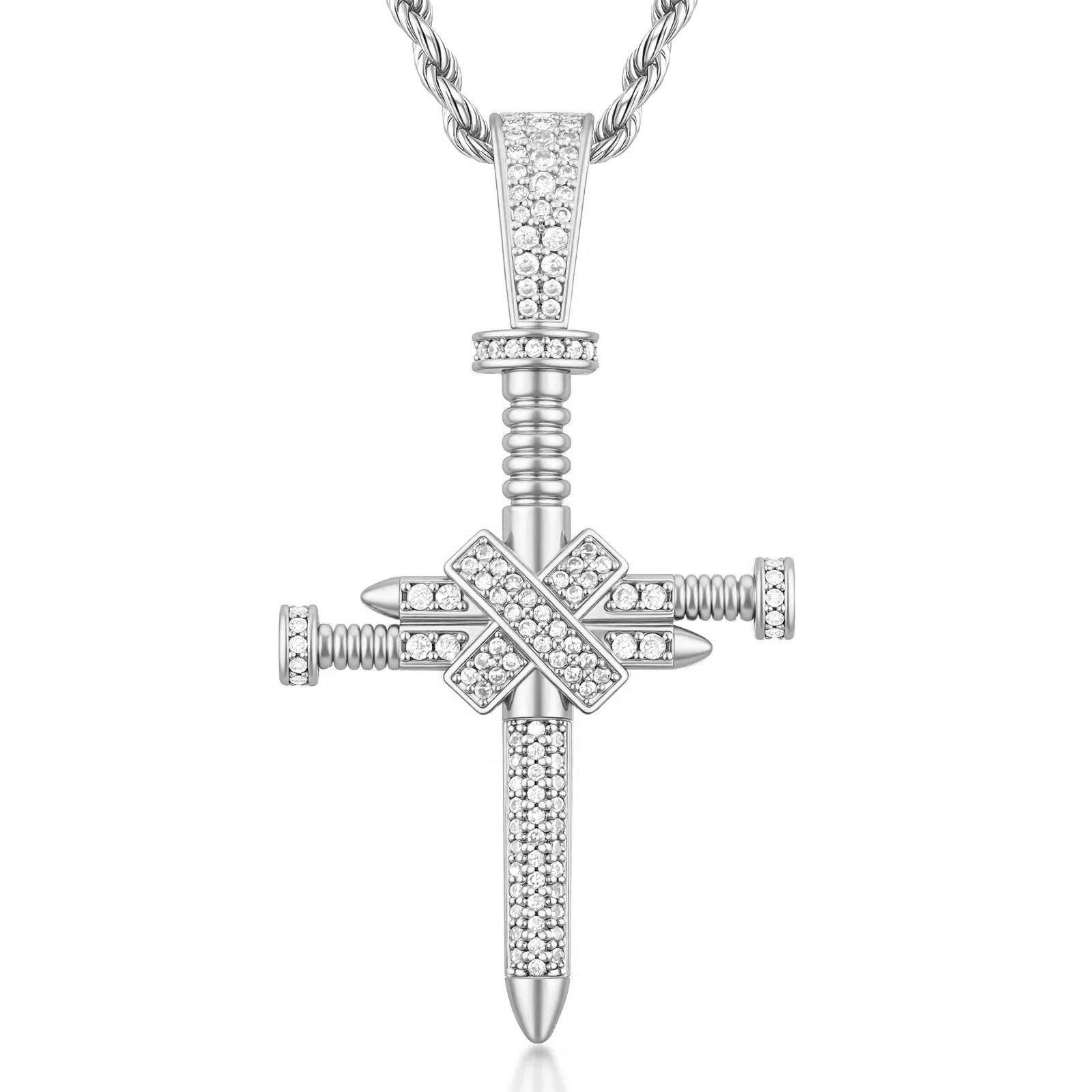 Full Zircon Nail Cross Necklace – Punk | Elvarina