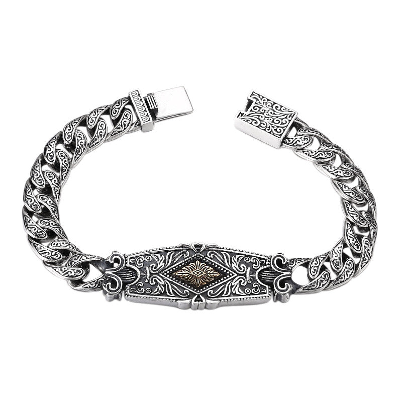 925 Silver Tang Grass Bracelet for Men | Elvarina