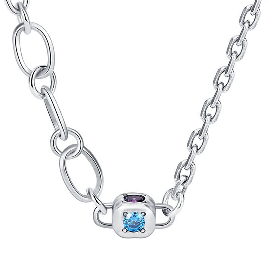 Zircon Dice Double Layer Necklace | S925 Sterling Silver | Elvarina