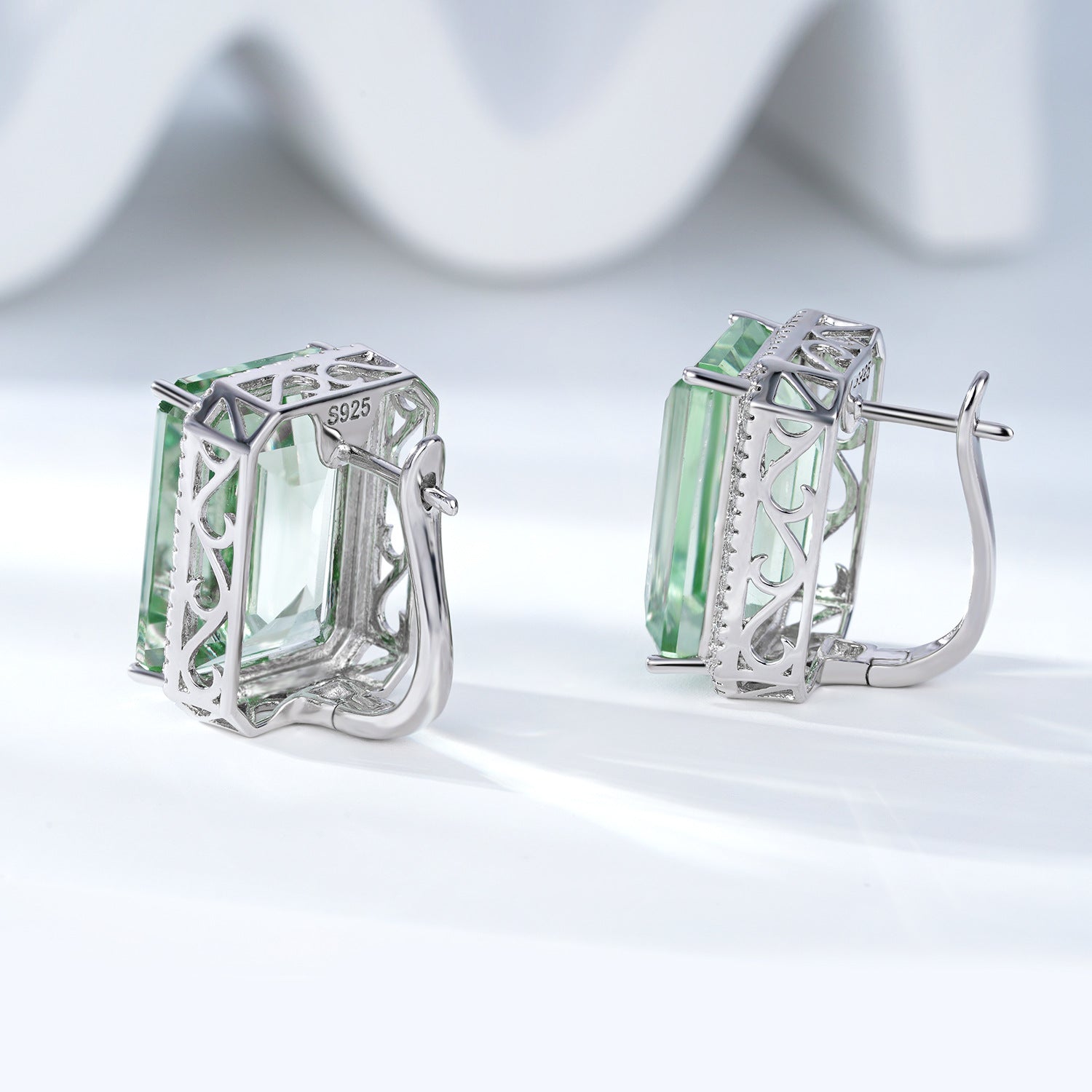 Natural Green Crystal Earrings | S925 | Elvarina