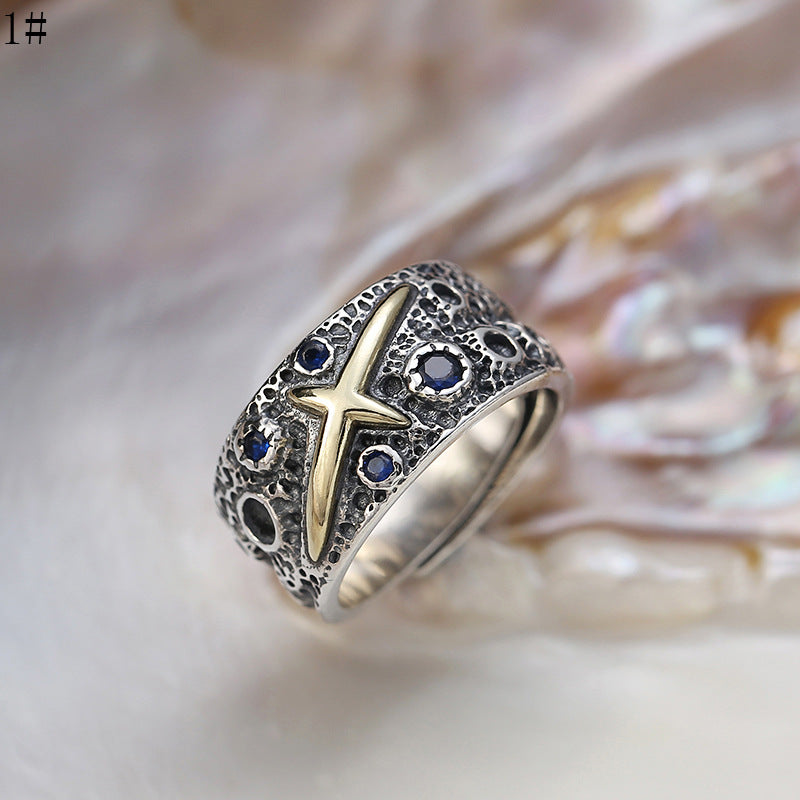 925 Silver Retro Starry Ring for Men | Elvarina