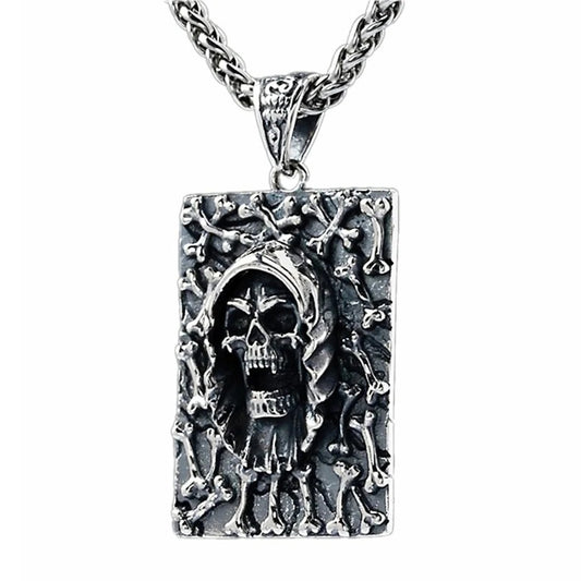Titanium Steel Punk Skull Pendant Necklace for Men | Elvarina