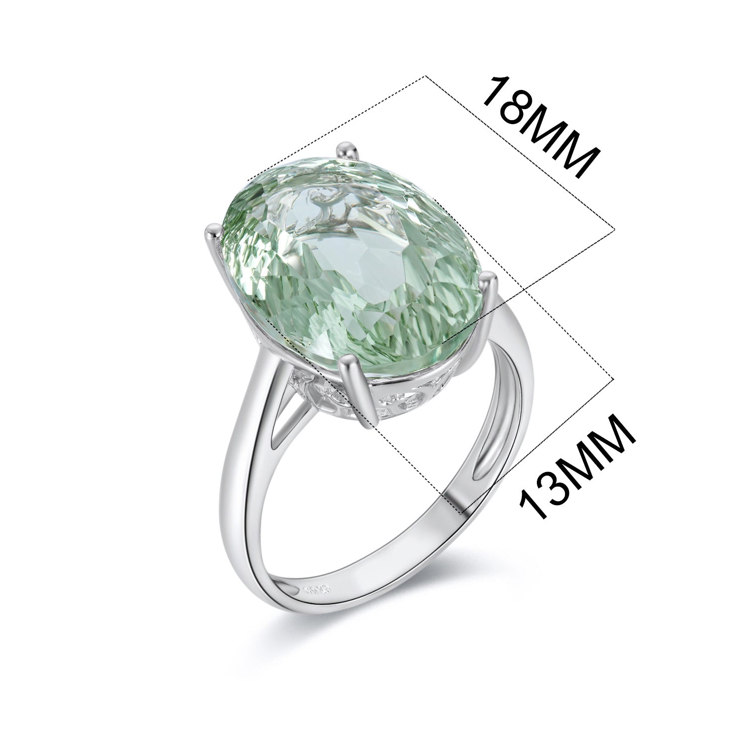Green Amethyst Gemstone Ring | 925 Silver | Elvarina