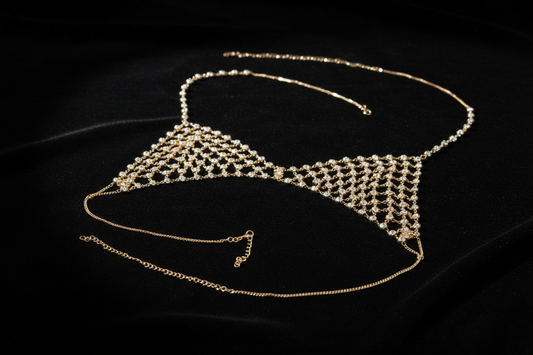Fringed Rhinestone Mesh Body Chain | Elvarina