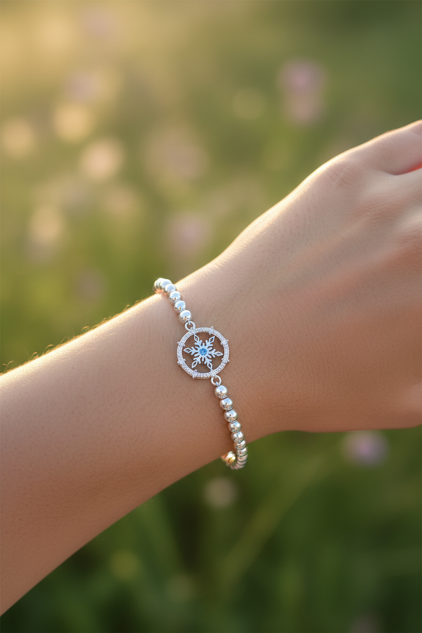 Snow Flower Bead Bracelet | S925 Sterling Silver | Elvarina