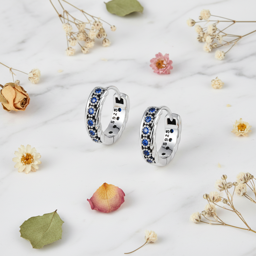 Woven Zircon Stud Earrings | S925 Sterling Silver | Elvarina