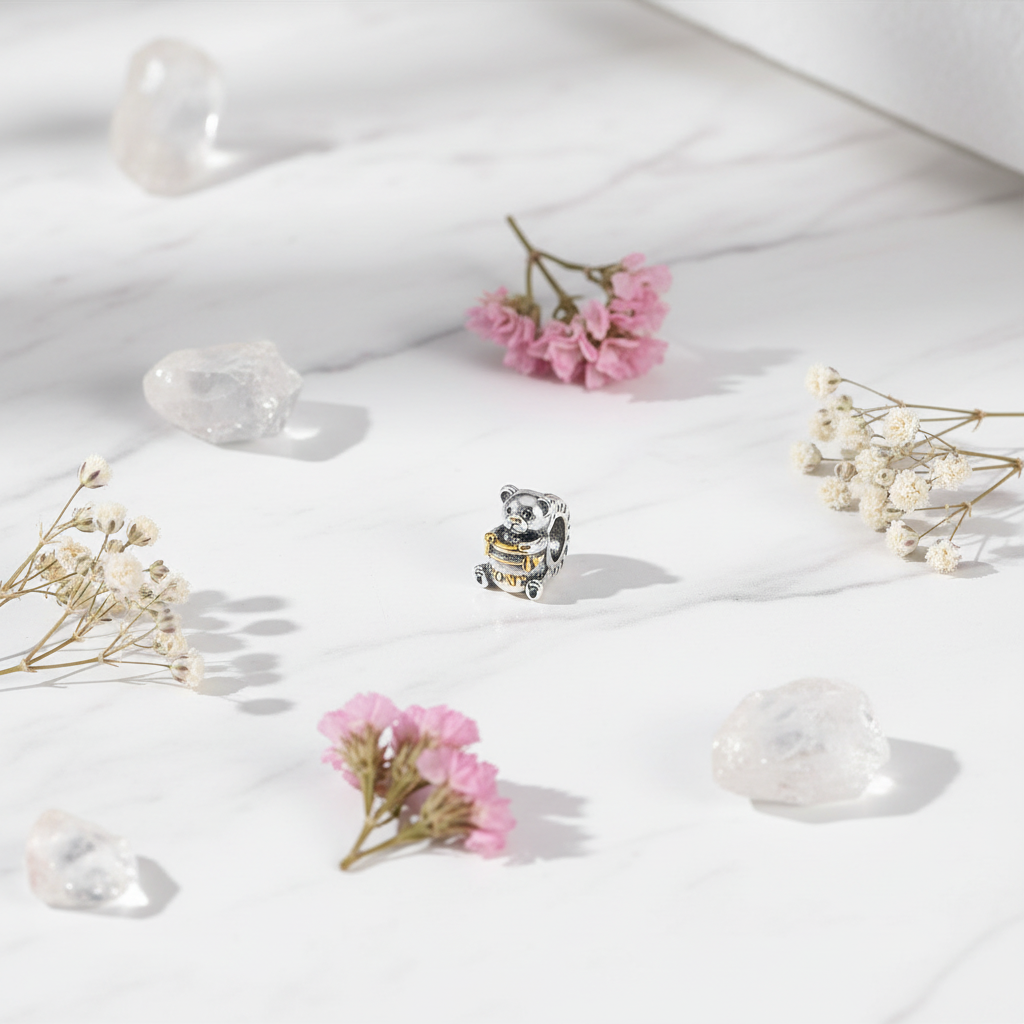 Honey Bear Charm Bead | S925 Silver & 14K Gold | Elvarina