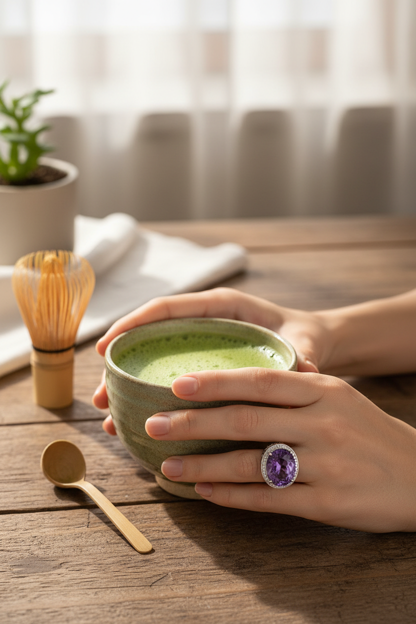 Natural Amethyst Crystal Ring | S925 Silver | Elvarina