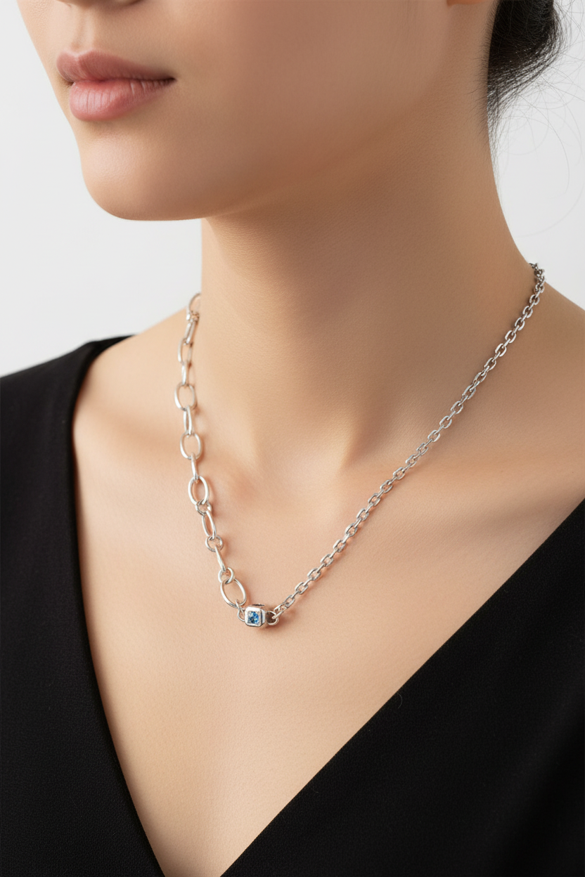 Zircon Dice Double Layer Necklace | S925 Sterling Silver | Elvarina
