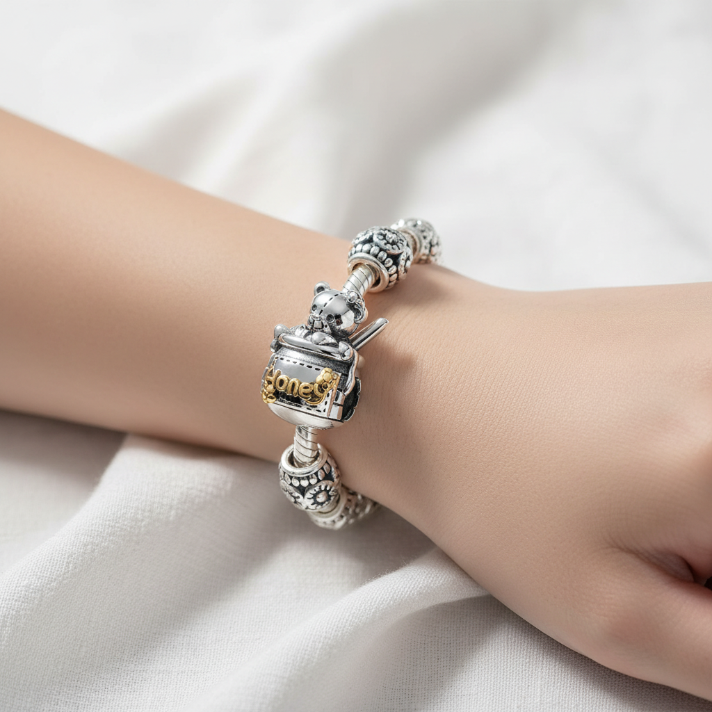 Honey Bear Charm Bead | S925 Silver & 14K Gold | Elvarina